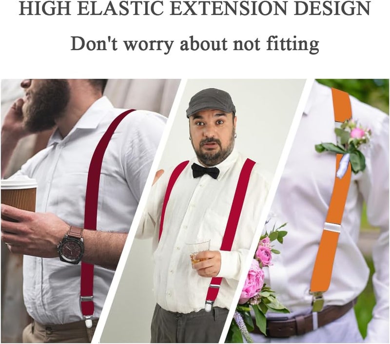 WOXVM Mens Suspenders Adjustable Braces with 4 Strong Metal Clips Elastic X Back Heavy Duty Suspender for Men and Women - Image 5